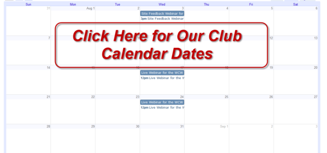 club calendar dates